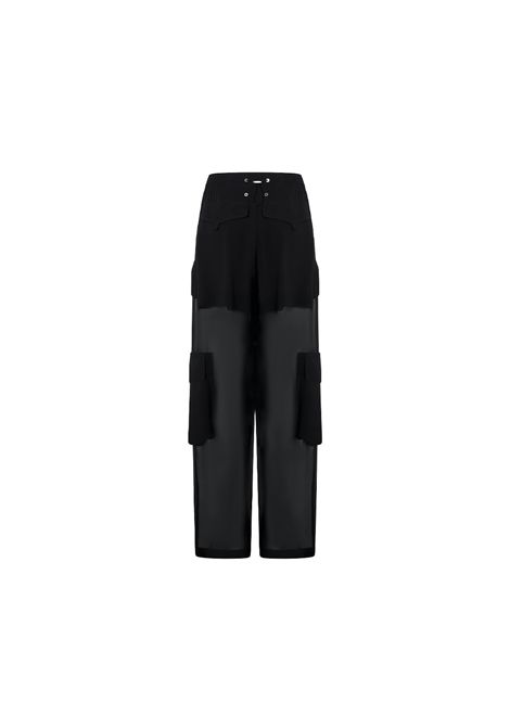 Pantalone Pinko donna Sottocasa 104751 A21F Nero poliestere semitrasparente oversize fit smock coulisse PINKO | Pantaloni | 104751 A21FZ99
